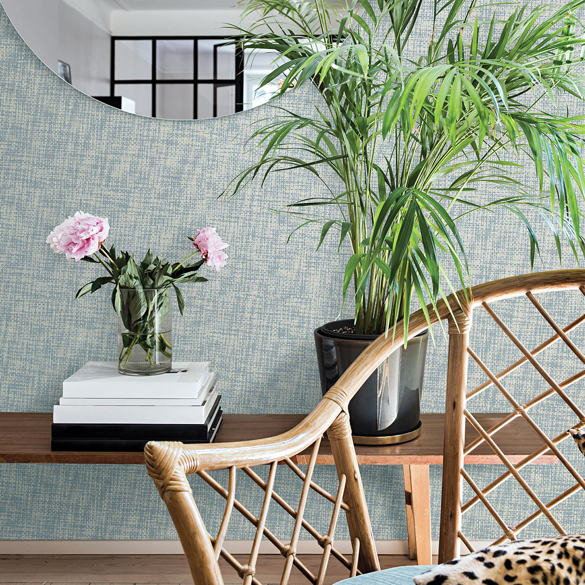 Arlyn Light Blue Grasscloth Wallpaper - Grasscloth Wallpaper