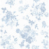 Everblooming Rosettes Sky Blue Cabbage Rose Bouquets Wallpaper - Toile Wallpaper