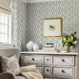 Rhys Green IKAT Stripe Wallpaper By Erin Gates - Stripes Wallpaper