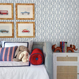 Rhys Blue IKAT Stripe Wallpaper By Erin Gates - Stripes Wallpaper