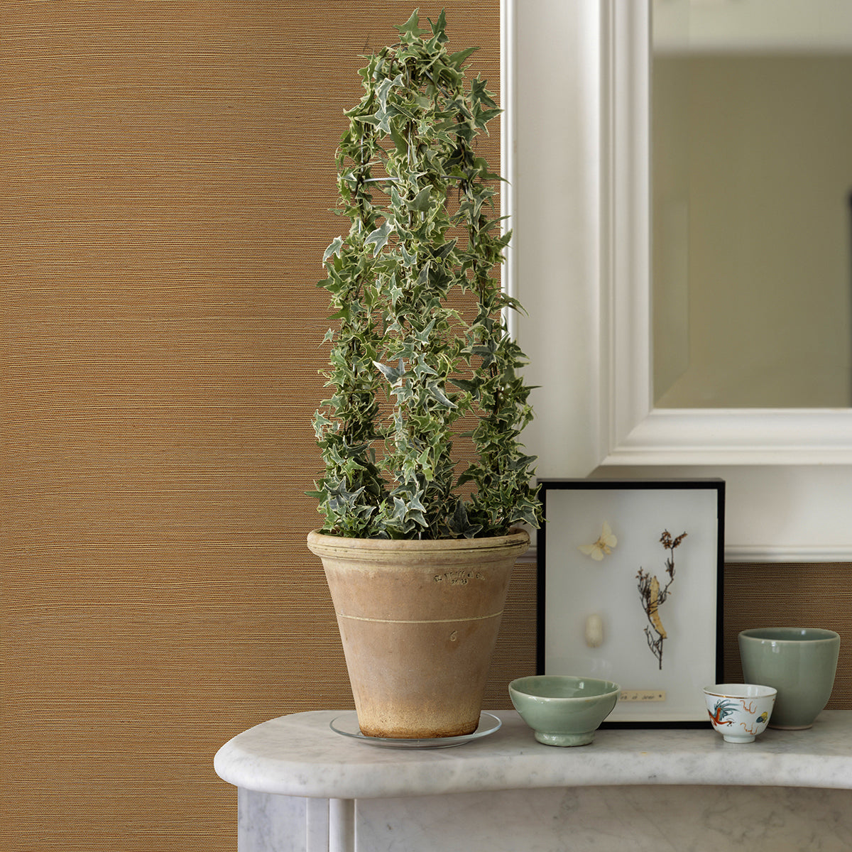 Aiko Orange Sisal Grasscloth Wallpaper - Grasscloth Wallpaper
