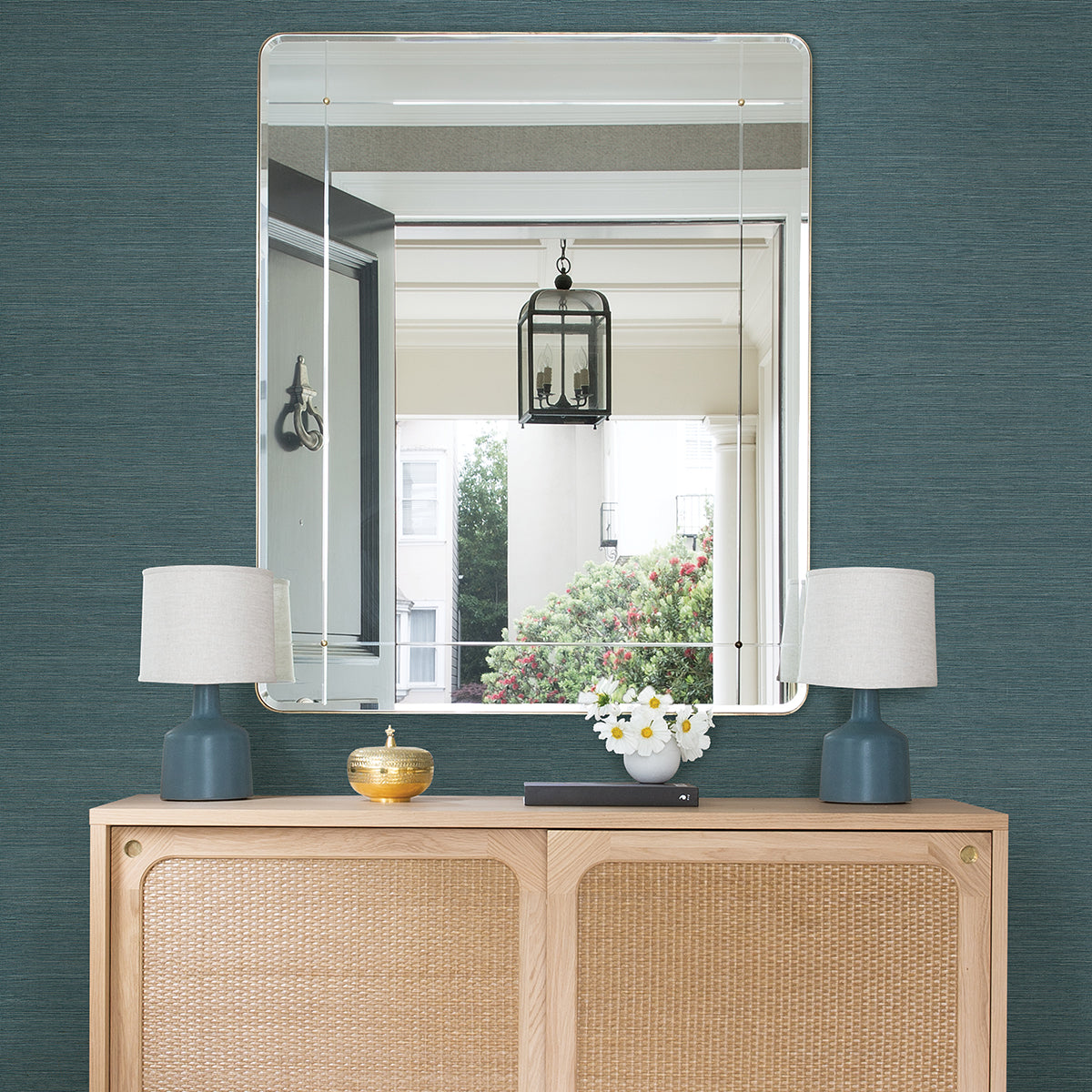 Aiko Blue Sisal Grasscloth Wallpaper - Grasscloth Wallpaper