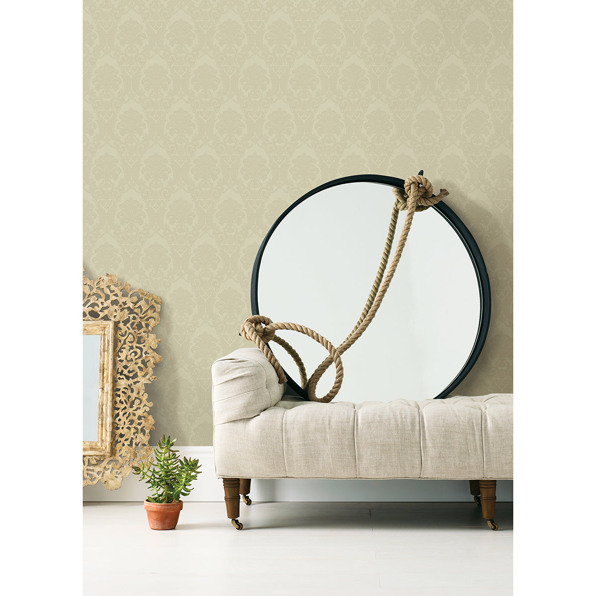 Renatta Gold Damask Wallpaper - Damask Wallpaper