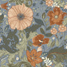Victoria Blue Floral Nouveau Wallpaper - Scroll Wallpaper