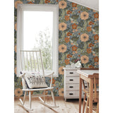 Victoria Blue Floral Nouveau Wallpaper - Scroll Wallpaper