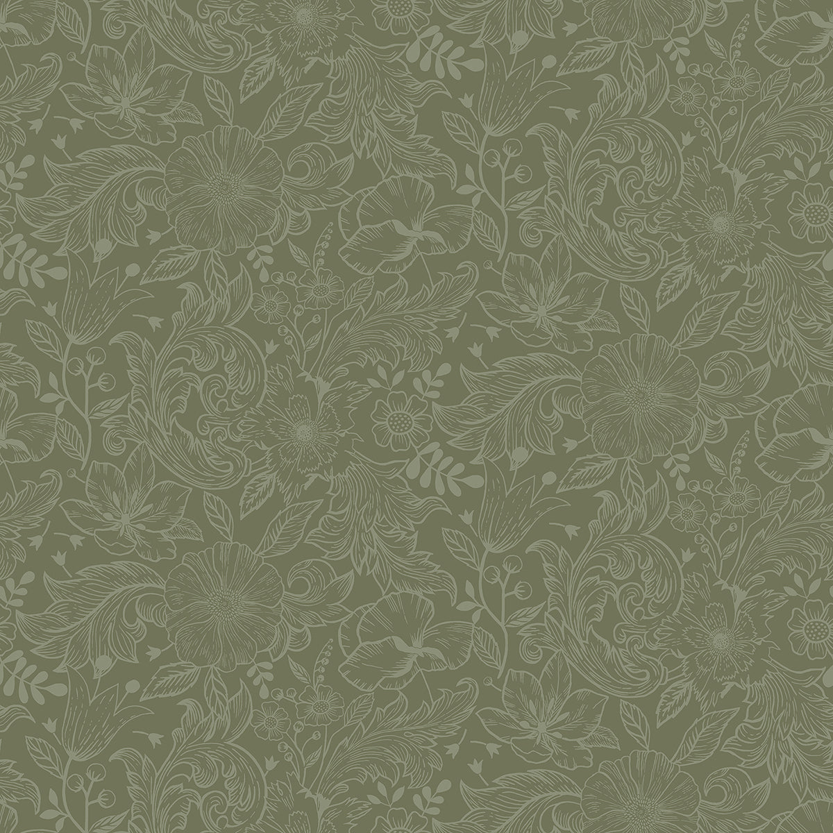Wilma GREEN Floral Block Print