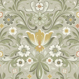 Ostanskar Green Retro Floral Wallpaper - Floral Wallpaper