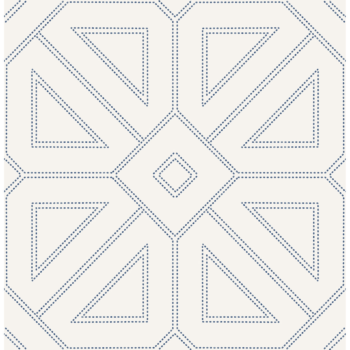 Voltaire Indigo Beaded Geometric Wallpaper - Geometric Wallpaper