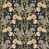 Kurre Dark Blue Woodland Damask Wallpaper - Damask Wallpaper