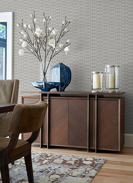 Zorya Silver Embellished Stripe Wallpaper - Stripes Wallpaper