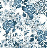 Irina Blue Floral Blooms Wallpaper - Floral Wallpaper