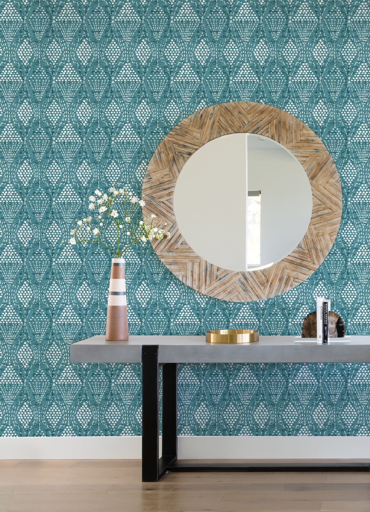 Grady Teal Dotted Geometric Wallpaper - Geometric Wallpaper