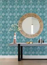 Grady Teal Dotted Geometric Wallpaper - Geometric Wallpaper
