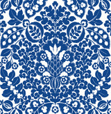 Marni Blue Fruit Damask Wallpaper - Damask Wallpaper