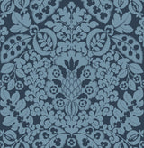 Marni Navy Fruit Damask Wallpaper - Damask Wallpaper