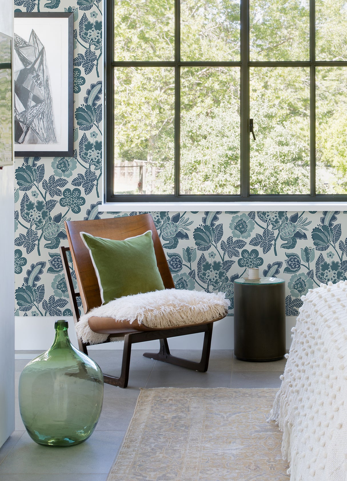 Jana Teal Jacobean Wallpaper - Jacobean Wallpaper