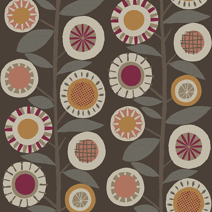Sisu Raspberry Floral Geometric Wallpaper - Geometric Wallpaper