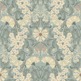 Ojvind Light Blue Floral Ogee Wallpaper - Scroll Wallpaper