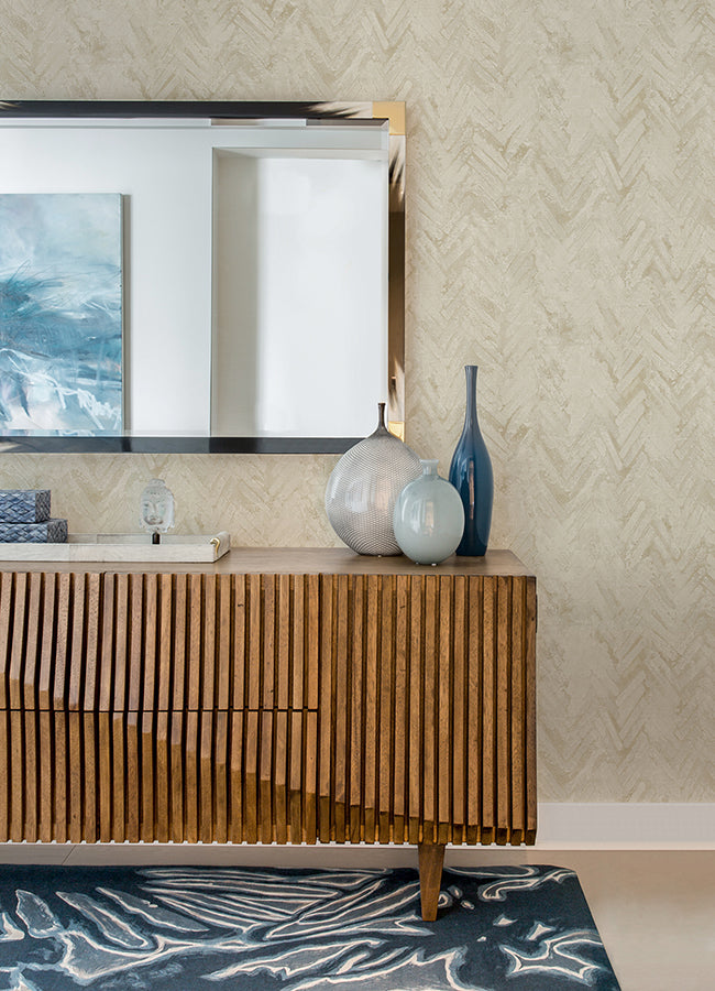 Amesemi Distressed Herringbone Wallpaper - Distressed Wallpaper