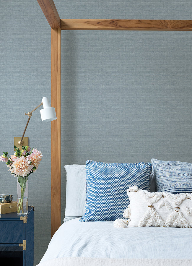 Agave Slate Faux Grasscloth Wallpaper - Grasscloth Wallpaper