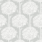 Zaria Grey Topiary Wallpaper - Toile Wallpaper