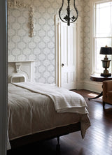 Zaria Grey Topiary Wallpaper - Toile Wallpaper