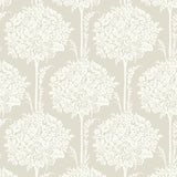 Zaria Taupe Topiary Wallpaper - Toile Wallpaper