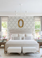 Zaria Taupe Topiary Wallpaper - Toile Wallpaper