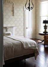 Zaria Taupe Topiary Wallpaper - Toile Wallpaper