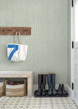 Simon Green Woven Texture Wallpaper - Stripes Wallpaper