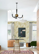 Augusta Butter Flock Damask Wallpaper - Damask Wallpaper