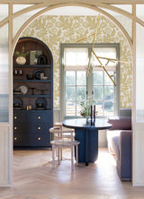 Augusta Butter Flock Damask Wallpaper - Damask Wallpaper