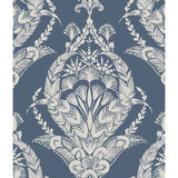 Arlie Indigo Botanical Damask Wallpaper - Damask Wallpaper