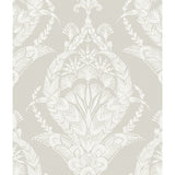 Arlie Light Grey Botanical Damask Wallpaper - Damask Wallpaper