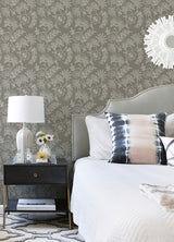 Maeve Grey Jacobean Trail Wallpaper - Jacobean Wallpaper