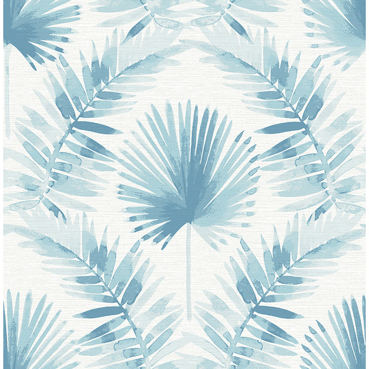 Calla Blue Painted Palm Wallpaper - Damask Wallpaper