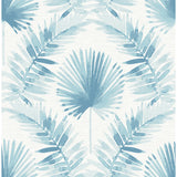 Calla Blue Painted Palm Wallpaper - Damask Wallpaper