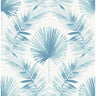 Calla Blue Painted Palm Wallpaper - Damask Wallpaper