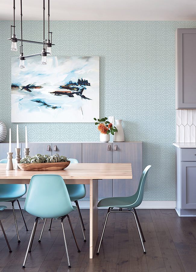 Hesper Sky Blue Geometric Wallpaper - Geometric Wallpaper