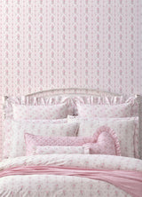 Dreamy Days Pink Parfait Stripe & Floral Wallpaper - Floral Wallpaper