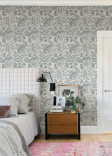 Culver Slate Jacobean Wallpaper by Scott Living - Jacobean Wallpaper