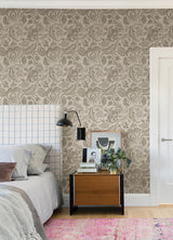 Culver Light Brown Jacobean Wallpaper by Scott Living - Jacobean Wallpaper