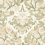 Lisa Olive Floral Damask Wallpaper - Damask Wallpaper