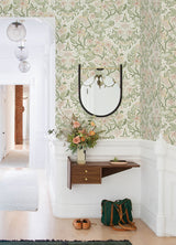 Lisa Olive Floral Damask Wallpaper - Damask Wallpaper