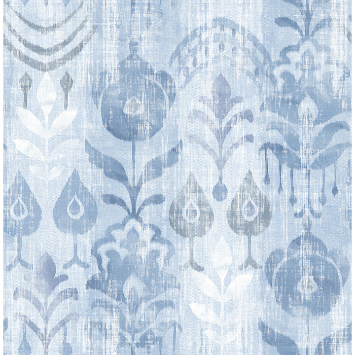 Pavord Blue Floral Shibori Wallpaper - Stripes Wallpaper