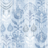 Pavord Blue Floral Shibori Wallpaper - Stripes Wallpaper
