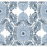 Villa Blue Embellished Ogee Wallpaper - Scroll Wallpaper