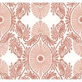 Villa Raspberry Embellished Ogee Wallpaper - Scroll Wallpaper