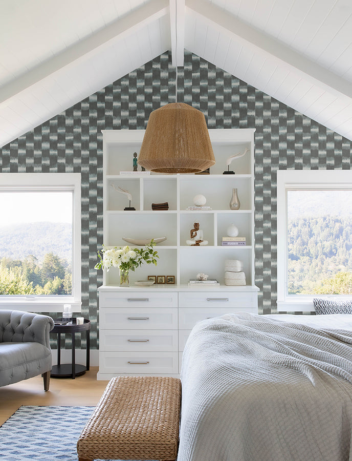Baldwin Slate Shibori Stripe Wallpaper - Stripes Wallpaper