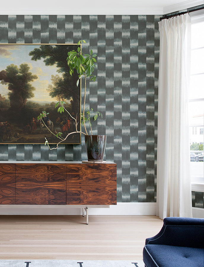 Baldwin Slate Shibori Stripe Wallpaper - Stripes Wallpaper
